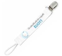Planetee Attache tétine pour prénom ELIOTT cet adorable petit être éléphant garçon | Attache sucette cadeau naissance