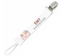 Planetee Attache tétine pour prénom EMY je vis d'amour et de lait Vache | Attache sucette cadeau naissance