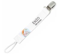 Planetee Attache tétine pour prénom ENZO bébé d'amour éléphant garçon Attache sucette cadeau naissance