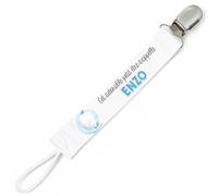 Planetee Attache tétine pour prénom ENZO cet adorable petit être éléphant garçon | Attache sucette cadeau naissance