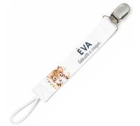 Planetee Attache tétine pour prénom EVA adorable à croquer Tigre | Attache sucette cadeau naissance