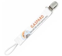 Planetee Attache tétine pour prénom GASPARD adorable petit être surtout quand je dors Zèbre garçon | Attache sucette cadeau naissance