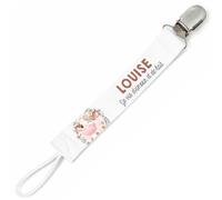 Planetee Attache tétine pour prénom LOUISE je vis d'amour et de lait Vache | Attache sucette cadeau naissance