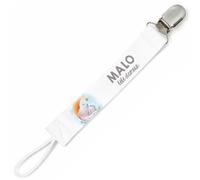 Planetee Attache tétine pour prénom MALO bébé d'amour éléphant garçon | Attache sucette cadeau naissance