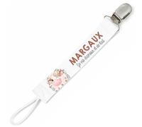 Planetee Attache tétine pour prénom MARGAUX je vis d'amour et de lait Vache | Attache sucette cadeau naissance