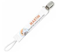 Planetee Attache tétine pour prénom MARTIN adorable petit être surtout quand je dors Zèbre garçon | Attache sucette cadeau naissance