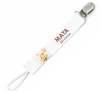 Planetee Attache tétine pour prénom MAYA bébé d'amour Abeille | Attache sucette cadeau naissance