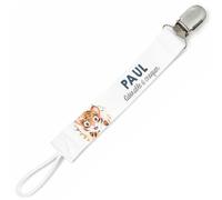 Planetee Attache tétine pour prénom PAUL adorable à croquer tigre garçon | Attache sucette cadeau naissance