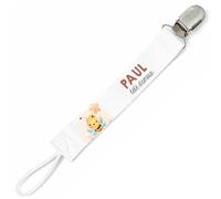 Planetee Attache tétine pour prénom PAUL bébé d'amour abeille garçon | Attache sucette cadeau naissance