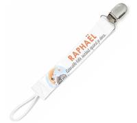 Planetee Attache tétine pour prénom RAPHAEL adorable petit être surtout quand je dors Zèbre garçon | Attache sucette cadeau naissance