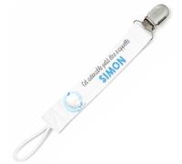 Planetee Attache tétine pour prénom SIMON cet adorable petit être éléphant garçon | Attache sucette cadeau naissance