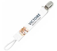 Planetee Attache tétine pour prénom VICTOIRE adorable à croquer Tigre | Attache sucette cadeau naissance