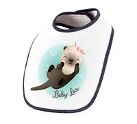 Planetee Bavoir Baby Love Loutre | Coton Doux à Scratch | Repas Absorbant | Idée Cadeau Naissance Bébé & Baby Shower