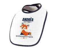 Planetee Bavoir Bébé Andréa est sage… quand personne ne regarde | Coton Double Épaisseur Attache Auto-Agrippante | Bavoirs Repas Fille Garçon Mixte | Cadeau Naissance Baby Shower