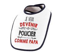 Planetee Bavoir bébé garçon Je veux devenir Policier comme Papa