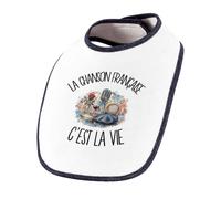 Planetee Bavoir Bébé La chanson française c'est la vie | Coton Double Épaisseur Attache Auto-Agrippante | Bavoirs Repas Fille Garçon Mixte
