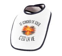Planetee Bavoir Bébé Le coucher de soleil c'est la vie | Coton Double Épaisseur Attache Auto-Agrippante | Bavoirs Repas Fille Garçon Mixte | Cadeau Rêveur Rêveuse Naissance Baby Shower