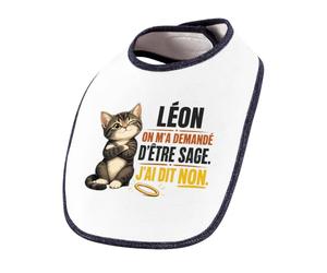 Planetee Bavoir Bébé Léon : on m'a demandé d'être sage. J'ai dit non | Coton Double Épaisseur Attache Auto-Agrippante | Bavoirs Repas Fille Garçon Mixte | Cadeau Naissance Baby Shower