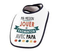 Planetee Bavoir bébé Ma mission Badminton avec Papa