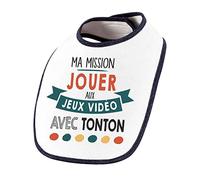 Planetee Bavoir bébé Ma mission Jeux Vidéo avec Tonton