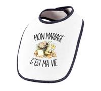 Planetee Bavoir Bébé Mon mariage c'est ma vie | Coton Double Épaisseur Attache Auto-Agrippante | Bavoirs Repas Fille Garçon Mixte | Cadeau Futur Marié Future Mariée Naissance Baby Shower