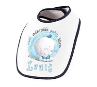 Planetee Bavoir bébé prénom Louis Éléphant