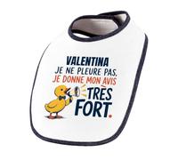 Planetee Bavoir Bébé Valentina : je ne pleure pas, je donne mon avis très fort | Coton Double Épaisseur Attache Auto-Agrippante | Bavoirs Repas Fille Garçon Mixte | Cadeau Naissance Baby Shower