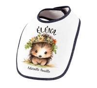 Planetee Bavoir Éléna Bouille d'amour Hérisson | Lange Serviette Personnalisable Bébé Coton Doux Cadeau Naissance Nourrison Baby Shower