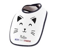 Planetee Bavoir Mattéo Petit Chat d'Amour | Lange Serviette Personnalisable Coton Doux Cadeau Naissance Nourrison Baby Shower