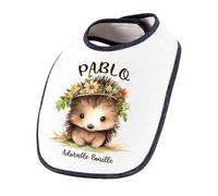 Planetee Bavoir Pablo Bouille d'amour Hérisson | Lange Serviette Personnalisable Bébé Coton Doux Cadeau Naissance Nourrison Baby Shower
