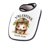 Planetee Bavoir Valentina Bouille d'amour Hérisson | Lange Serviette Personnalisable Bébé Coton Doux Cadeau Naissance Nourrison Baby Shower