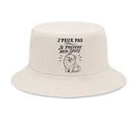 Planetee Bob Premium Beige J’Peux Pas Je préfère Mon Spitz J'peux Pas Minimaliste | Coton Brossé 260 g/m² Taille Unique Homme Femme | Chapeau de Soleil Pêche Randonnée Festival
