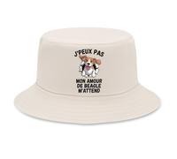 Planetee Bob Premium Beige J'peux Pas Mon Amour de Beagle m'attend | Beagle Sortant Mur | Coton Brossé 260 g/m² Taille Unique Homme Femme | Chapeau de Soleil Pêche Randonnée Festival