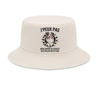 Planetee Bob Premium Beige J'peux Pas Mon Amour de Berger Australien m'attend | Aussie Sortant Mur | Coton Brossé 260 g/m² Taille Unique Homme Femme | Chapeau de Soleil Pêche Randonnée Festival