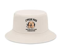 Planetee Bob Premium Beige J'peux Pas Mon Amour de Chow Chow m'attend | Mur Déchiré | Coton Brossé 260 g/m² Taille Unique Homme Femme | Chapeau de Soleil Pêche Randonnée Festival