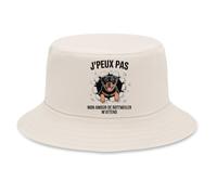 Planetee Bob Premium Beige J'peux Pas Mon Amour de Rottweiler m'attend | Rottweiler Mur Cassé | Coton Brossé 260 g/m² Taille Unique Homme Femme | Chapeau de Soleil Pêche Randonnée Festival