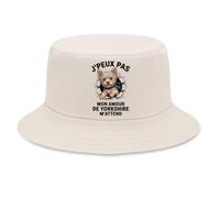 Planetee Bob Premium Beige J'peux Pas Mon Amour de Yorkshire m'attend | Yorkshire Mur Cassé | Coton Brossé 260 g/m² Taille Unique Homme Femme | Chapeau de Soleil Pêche Randonnée Festival