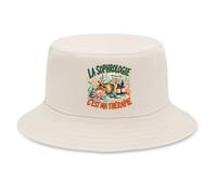 Planetee Bob Premium Beige La sophrologie C'est ma thérapie | Coton Brossé 260 g/m² Taille Unique Homme Femme | Chapeau de Soleil Pêche Randonnée Festival | Cadeau Anniversaire Fête des Pères