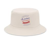 Planetee Bob Premium Beige Le Meilleur Chef de publicité du Monde Entier | Coton Brossé 260 g/m² Taille Unique Homme Femme | Chapeau de Soleil Pêche Randonnée Festival