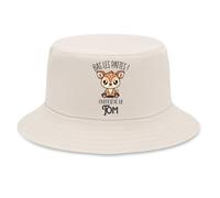 Planetee Bob Premium Beige Personnalisé Prénom - Bas Les Pattes ! Faon Grognon Kawaii | Coton Brossé 260 g/m² Taille Unique Homme Femme | Chapeau de Soleil Pêche Randonnée Festival
