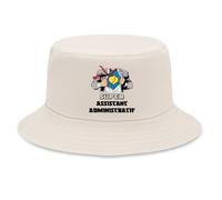 Planetee Bob Premium Beige Super Assistant administratif | Coton Brossé 260 g/m² Taille Unique Homme Femme | Chapeau de Soleil Pêche Randonnée Festival | Cadeau Secrétaire Anniversaire Fête des Pères