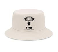 Planetee Bob Premium Beige Tous Les Papas sont géniaux mais Le Mien est Corse, C'est carrément Plus Cool | Coton Brossé 260 g/m² Taille Unique Homme Femme | Chapeau de Soleil Pêche Randonnée Festival