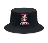 Planetee Bob Premium Noir Alexandre maître du feu et de la chipolata | Coton Brossé 260 g/m² Taille Unique Homme Femme | Chapeau de Soleil Pêche Randonnée Festival
