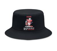Planetee Bob Premium Noir Didier maître du feu et de la chipolata | Coton Brossé 260 g/m² Taille Unique Homme Femme | Chapeau de Soleil Pêche Randonnée Festival