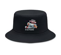 Planetee Bob Premium Noir Guide d'amour à la Plage Casquette Noire | Coton Brossé 260 g/m² Taille Unique Homme Femme | Chapeau de Soleil Pêche Randonnée Festival | Cadeau Anniversaire Fête des Pères