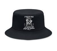 Planetee Bob Premium Noir J’Peux Pas Je préfère Mon Berger des Pyrénées | Coton Brossé 260 g/m² Taille Unique Homme Femme | Chapeau de Soleil Pêche Randonnée Festival
