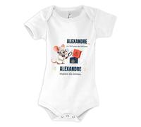 Planetee Body Bébé Alexandre | Coton Peigné Boutons Pression à l'Entrejambe 3-6 mois à 18-24 mois | Manches Courtes Fille Garçon Mixte | Cadeau Naissance Baby Shower