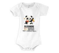 Planetee Body Bébé Alexandre | Coton Peigné Boutons Pression à l'Entrejambe 3-6 mois à 18-24 mois | Manches Courtes Fille Garçon Mixte | Cadeau Naissance Baby Shower