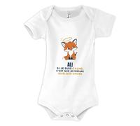 Planetee Body Bébé Ali | Coton Peigné Boutons Pression à l'Entrejambe 3-6 mois à 18-24 mois | Manches Courtes Fille Garçon Mixte | Cadeau Naissance Baby Shower