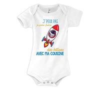 Planetee Body bébé Bêtises avec Cousine Astronaute Fusée Humour Naissance Cadeau Bébé Anniversaire Noël
